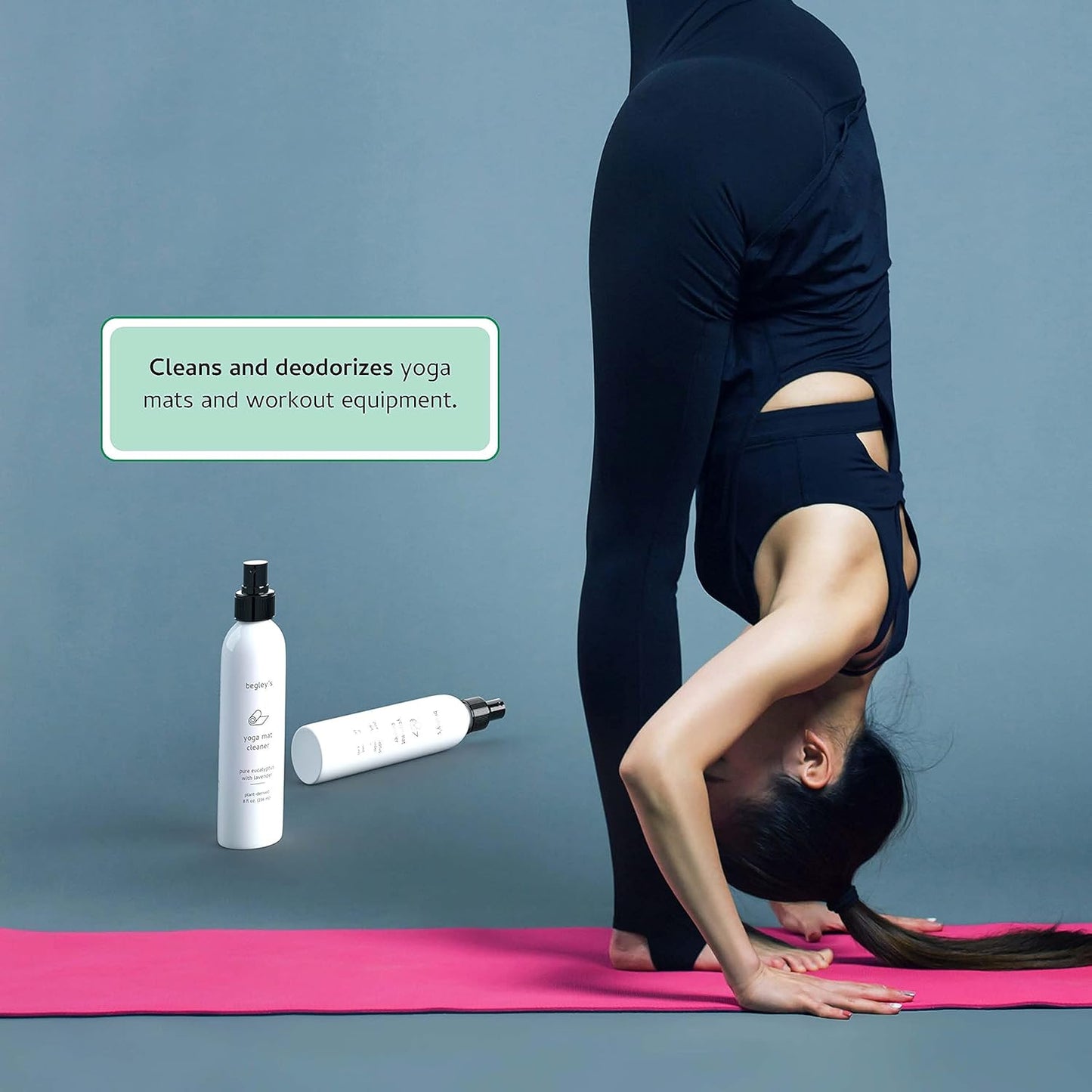 Begley's Yoga Mat Cleaner and Deodorizer Spray 8oz, with Fragrant Essential Oils, Pure Eucalyptus & Lavender