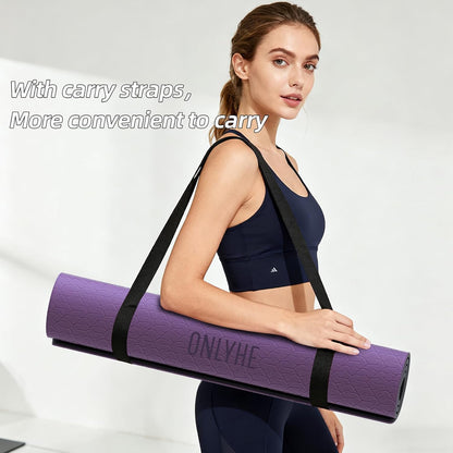 Yoga Mat Thick(10mm) Exercise Mat Non Slip Anti-tear,72"x35" Extra Large Pilates Mats for Home Workouts, Gym & Floor Stretching with Carrier Strap