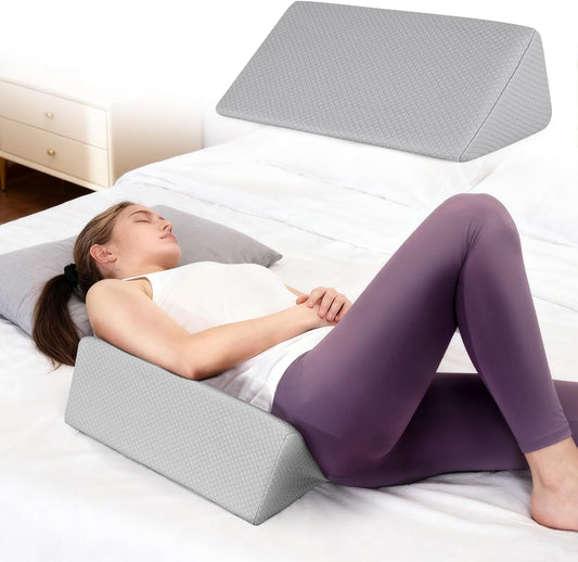 Small Wedge Pillow for Sleeping, Yoga, Meditation, Stretching, Small Wedge Pillow for Chair and Bed - Provide Support and Relieve Fatigue, Wedge Pillows for Bed Sores, Leg Elevation (Grey)