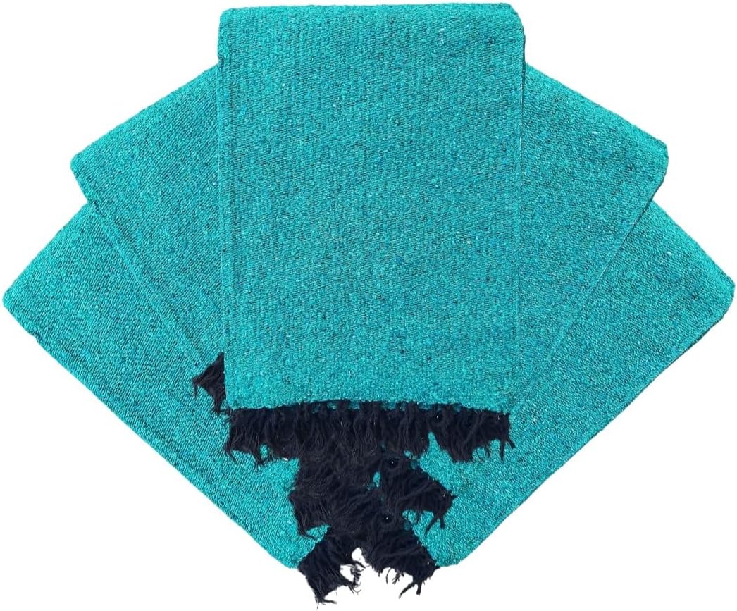 Open Road Goods Bulk Handmade Solid Color Yoga Blankets - Thick Mexican Blankets or Throws - Made for Yoga! (12 Pack, Black)
