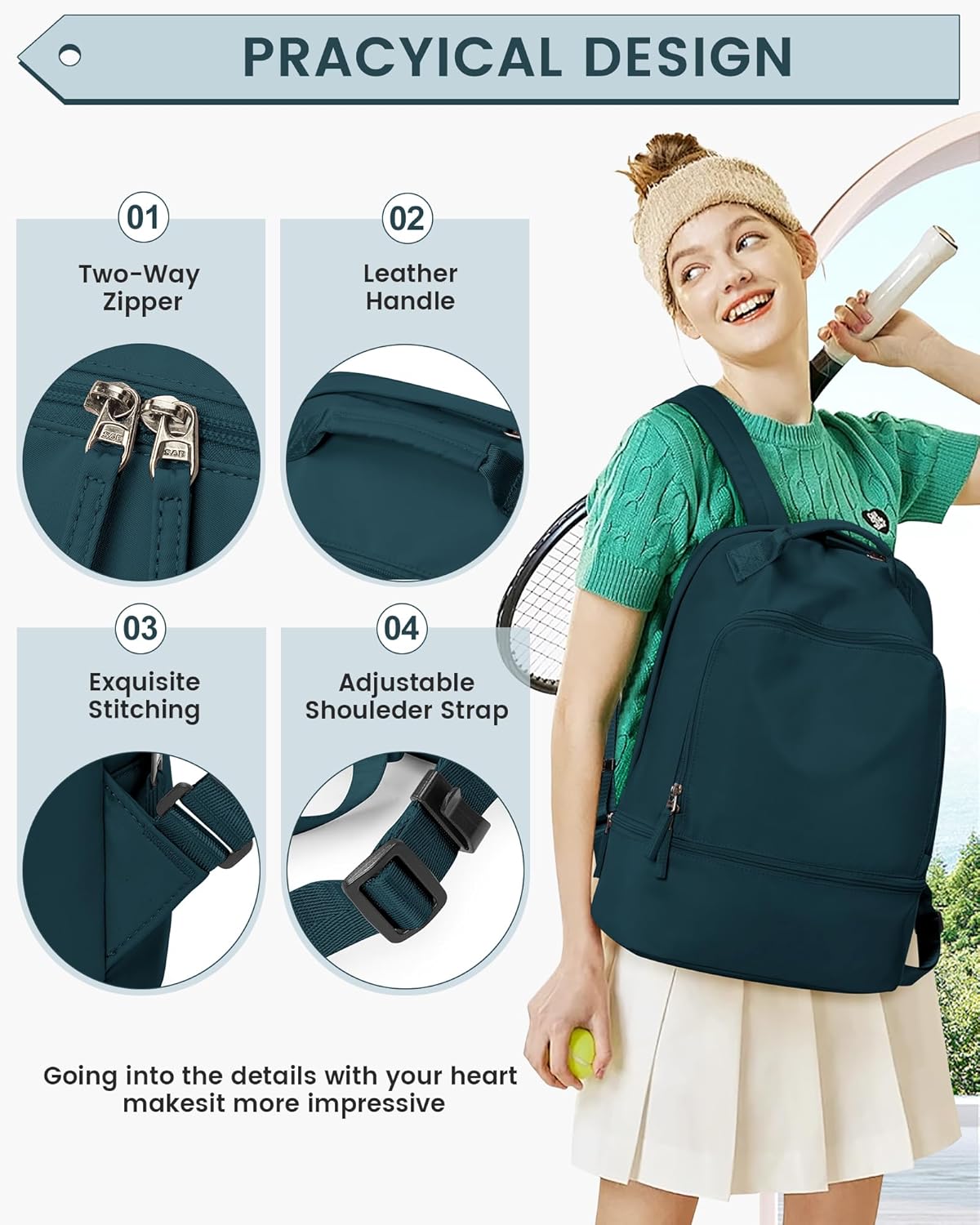 Gym Backpack for Women Men,Cheer bag,Lightweight Gym Bag with Shoe Compartment, Waterproof Sports Backpack with Wet Pocket, Black