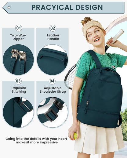 Gym Backpack for Women Men,Cheer bag,Lightweight Gym Bag with Shoe Compartment, Waterproof Sports Backpack with Wet Pocket, Black