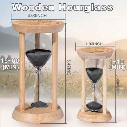 20 Minute Wooden Sand Timers,Large Bamboo Gold Sand Hourglass for Productivity, Meditation & Decor, 20 Min Reloj De Arena Sand Watch for Kitchen, Office, Game, Classroom, Yoga