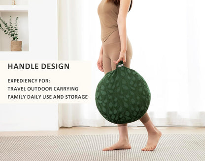 Meditation Cushion, Comfortable Meditation Pillow with Peacock Feather Jacquard Cover. Buckwheat Hull Filled Zafu Floor Pillow 16 * 16 * 5 in