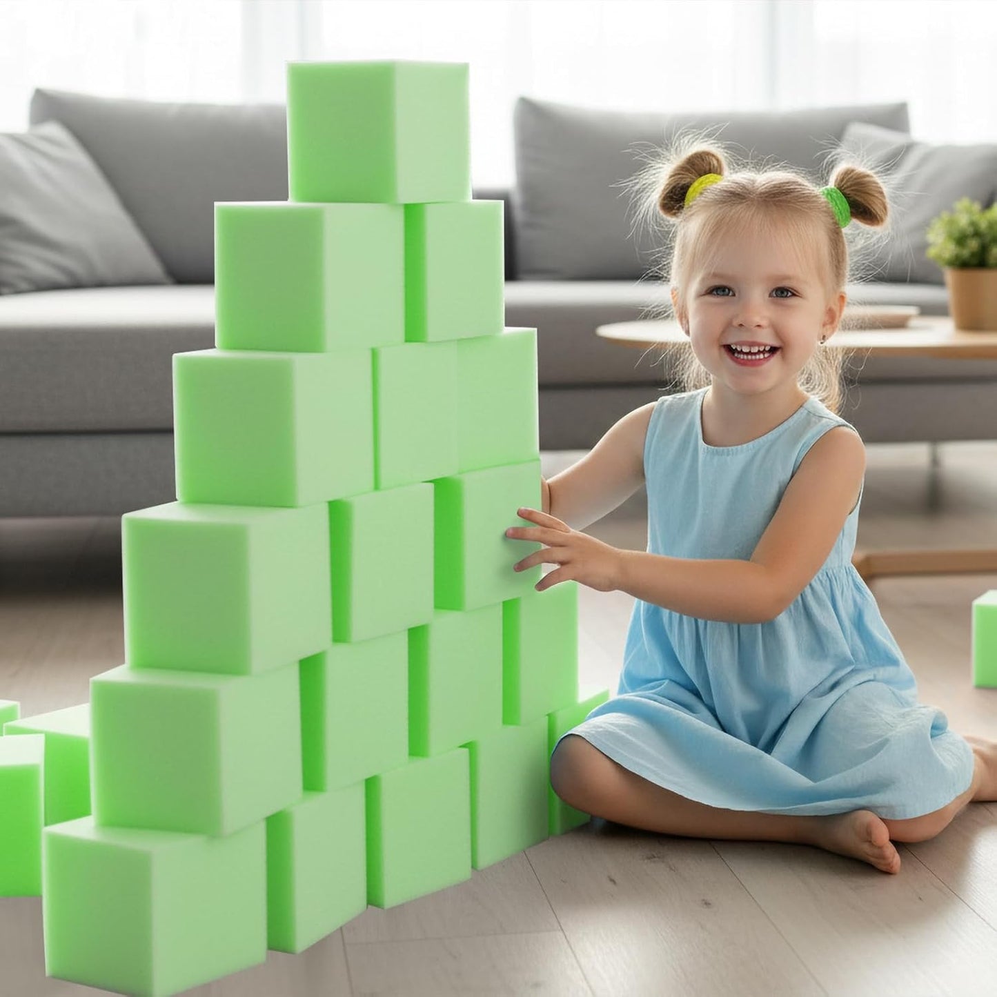 Foam Pit Blocks Foam Padding Sponge Pit Cubes Sponge Blocks for Amusement Park Gymnastics Freerunning and Parkour Courses - 24PCS 5" x 5" x 5" (Dark Blue)