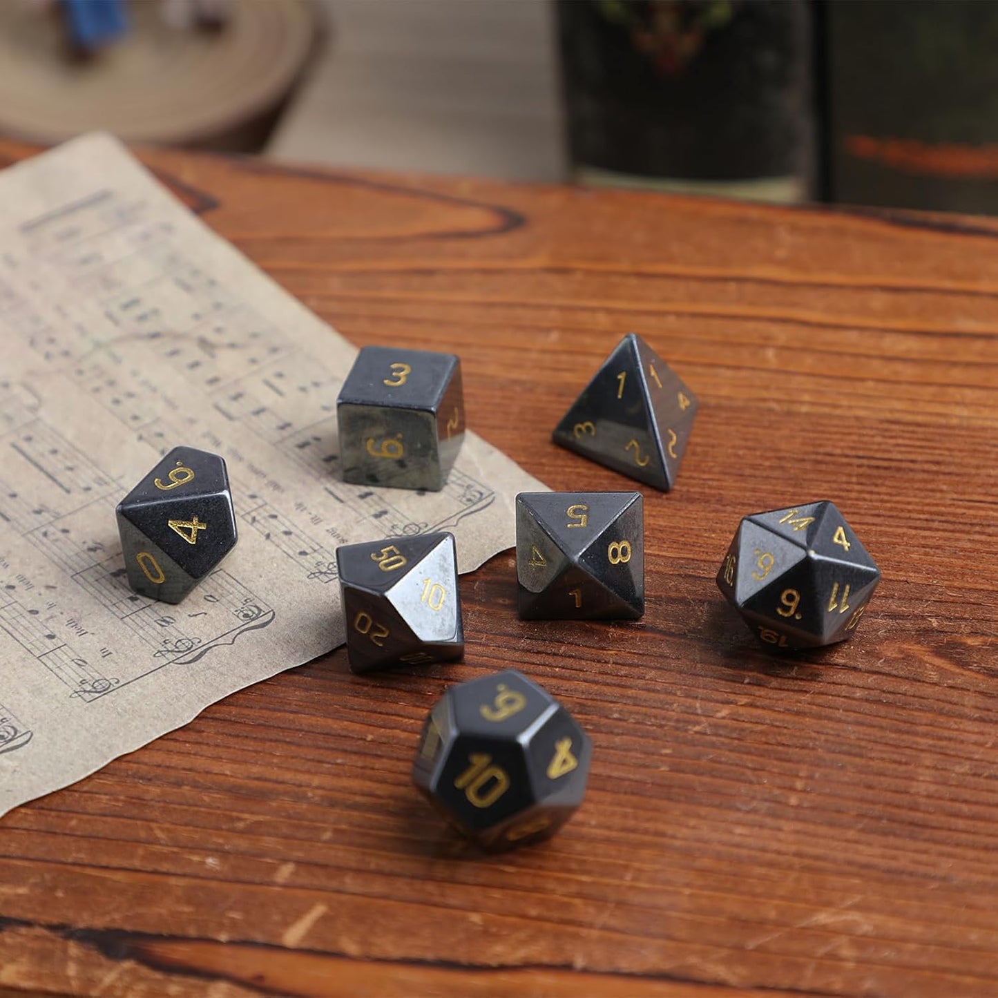mookaitedecor 7 PCS Blue Howlite Turquoise Crystal Polyhedral DND Dice Set, Polished Tumbled Stones Dices for RPG MTG Table Games Home Decoration