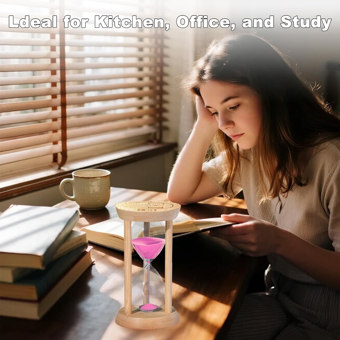 20 Minute Wooden Sand Timers,Large Bamboo Gold Sand Hourglass for Productivity, Meditation & Decor, 20 Min Reloj De Arena Sand Watch for Kitchen, Office, Game, Classroom, Yoga