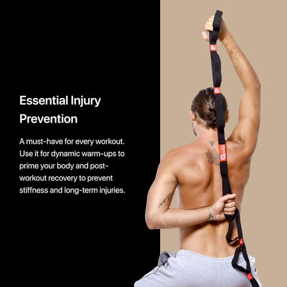 YOGA-EVO Elastic Stretching Strap with Loops for Physical Therapy - Stretch & Activate Muscles - Increase Mobility & Recovery - Soft Cotton & Spandex - Includes Carrying Pouch & Video Exercises