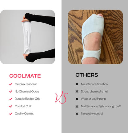 COOLMATE Pilates Socks with Grips for Women, Yoga Socks, Crew Non Slip Women for Barre, Pilates Gifts for Women - Colors B