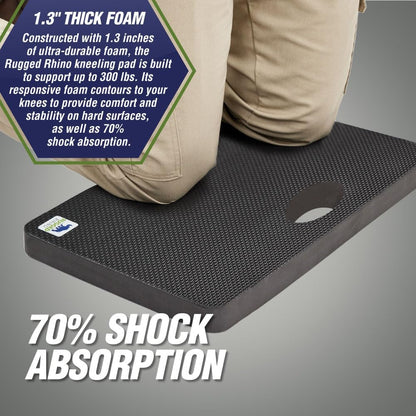 RUGGED RHINO Heavy Duty Patent Pending Kneeling Pad, Shock Absorbent Thick Knee Pads, Holds Up to 300 lbs, Protect Knees from Hard Concrete Surfaces, For Mechanics, Yard Gardening, Gym, Slate Gray