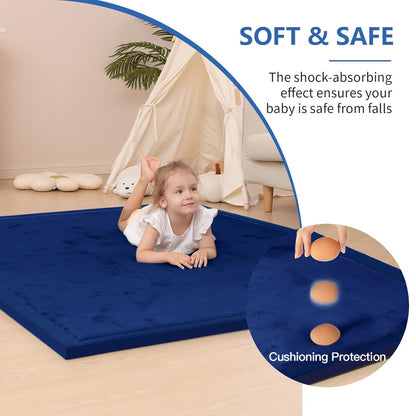Baby Play Mat for Floor,1.3" Thick Memory Foam Tummy Time Mat,Soft Coral Velvet Nursery Rug,Large Non Slip for Crawling,Toddlers,Infants,Kids,Yoga & Tatami Style for Living Room(Dark Gray)