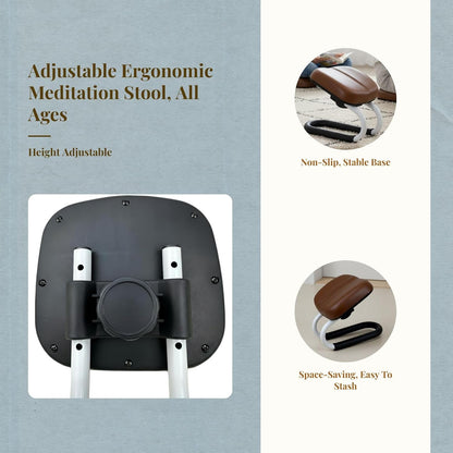 Menolana Kneeling Meditation Stool, Prayer Bench Adjustable Height, Portable Meditation Bench, for Studio Yoga Praying Prayer, Black