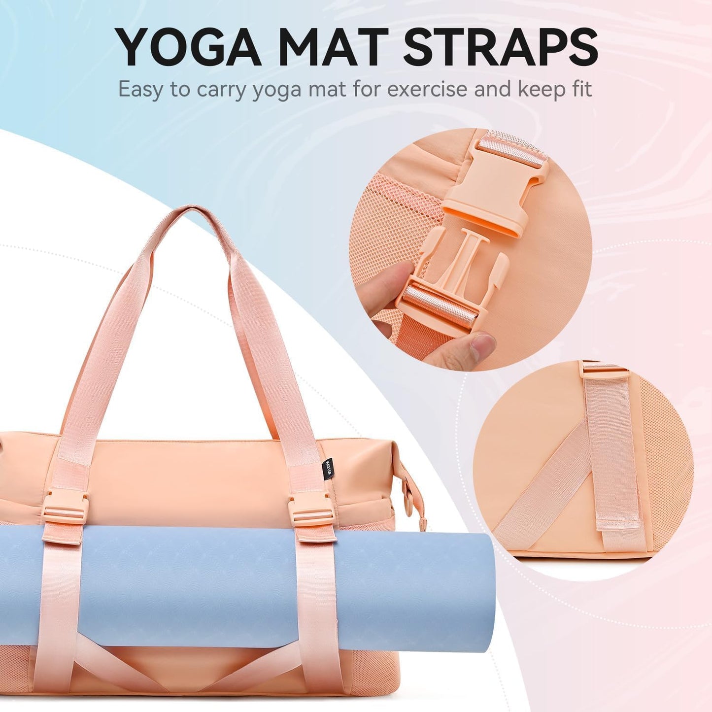 MAXTOP Women's Gym Yoga Duffle Bag with Shoe Pouch,Multi-Purpose Overnight Travel Bag for Gym,Work, Dance, Sports