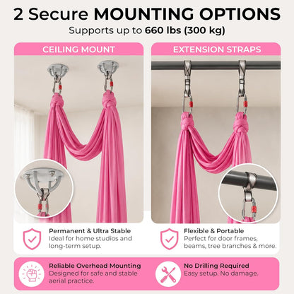 LOTUS78 Aerial Yoga Hammock 5.5 Yards (198 Inches) – Premium Aerial Silk Swing for Antigravity Fitness, Inversion Therapy, Strength & Flexibility | Purple | Yoga Trapeze for Home & Studio