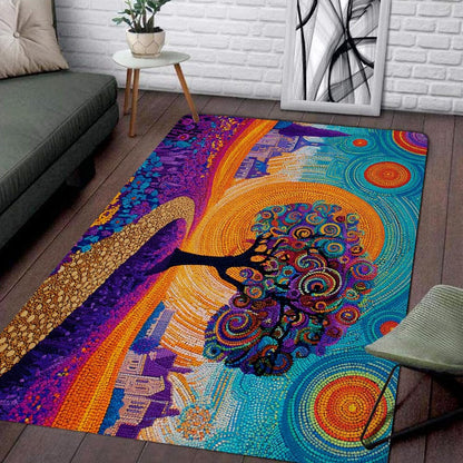 Tree of Life Area Rug – Bohemian Mandala Carpet for Living Room, Bedroom, Meditation Space, Yoga, Spiritual Home Décor – Large Soft Floor Mat for Indoor Decoration (TOL08)