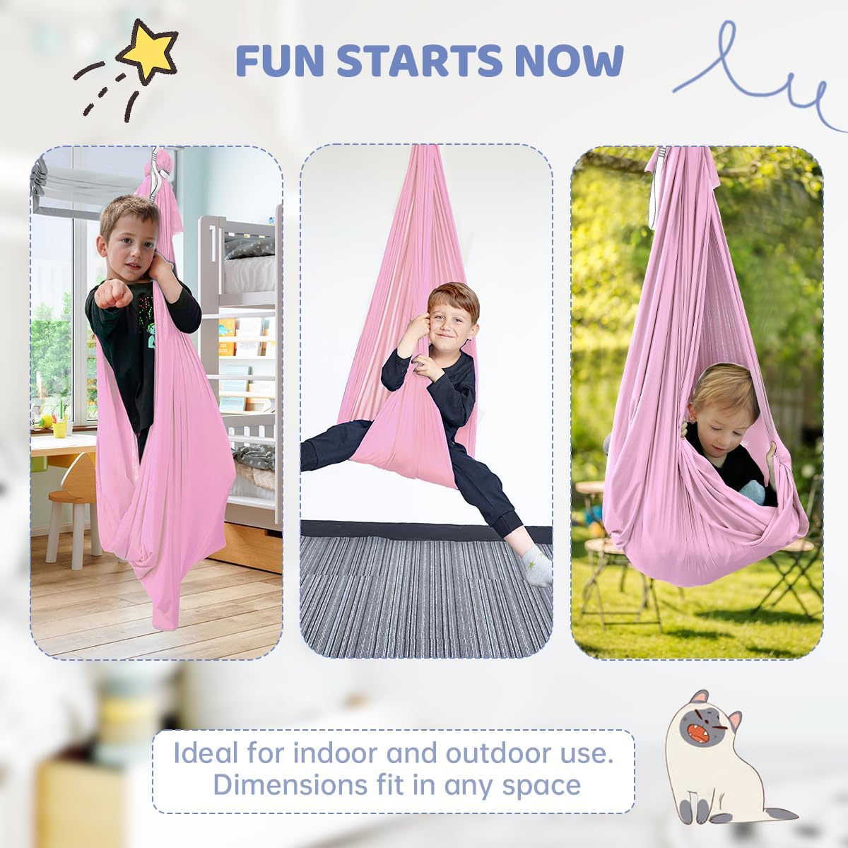 Aokitec Therapy Swing for Kids with Special Needs (Hardware Included) Snuggle Swing Cuddle Hammock Indoor Adjustable Aerial Yoga for Children with Autism, ADHD, Asperger, Sensory Integration