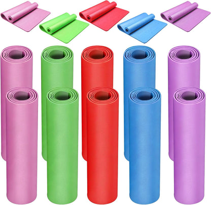 10 Pcs Yoga Mats Bulk 68'' x 24'' x 0.16 inch Thick Non Slip Texture Exercise Mats without Latex Gym Pads Bundle for Kids Adult Outdoor Yoga Pilates Workout(Multicolor)