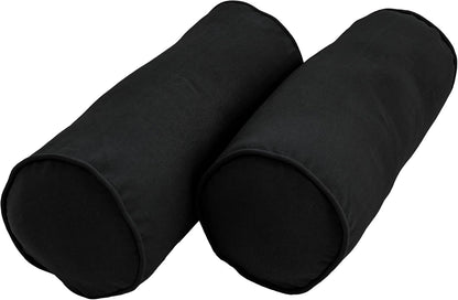 Blazing Needles Double-Corded Solid Twill Bolster Pillows with Inserts (Set of 2), 20" x 8", Burgundy