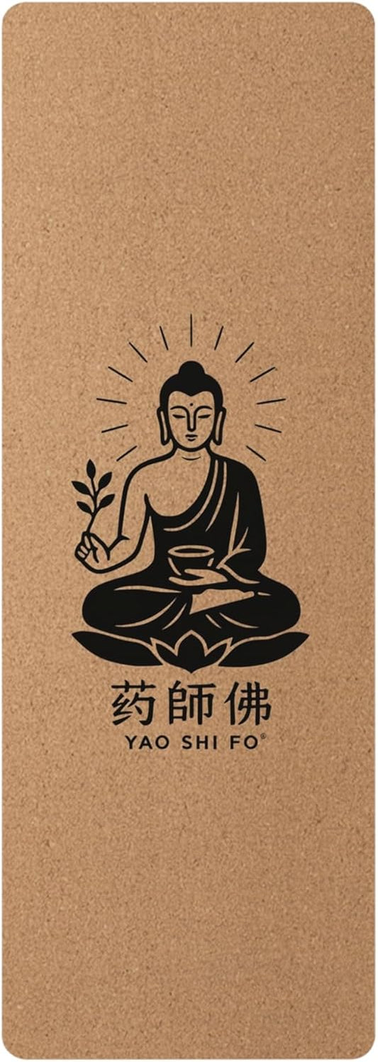 Yoga Mat 183 x 60 cm - 4 mm FSC Cork + Natural Rubber - BLACK