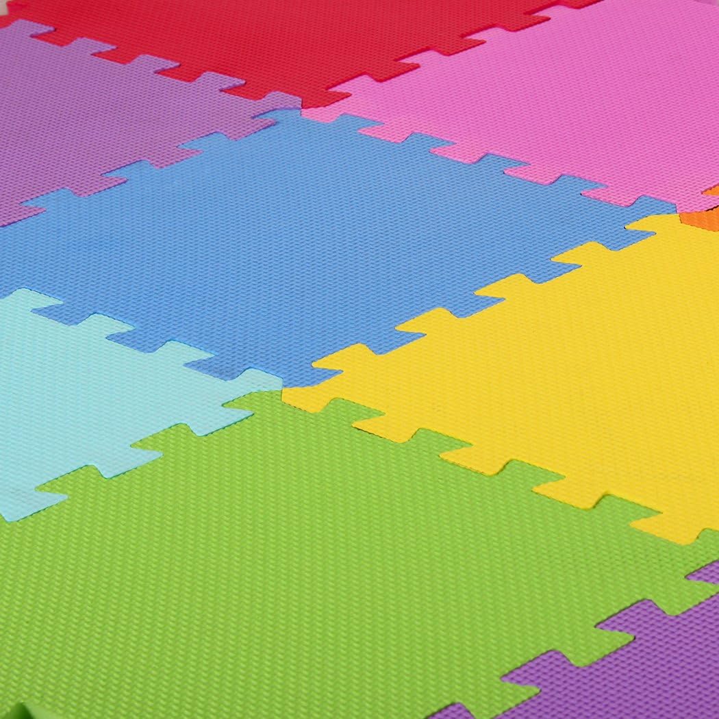 meiqicool Foam Play Mat Thick Soft EVA Interlocking Foam Floor Mats Children Yoga Exercise Multi Jigsaw Puzzle Blocking Board Kids Playmats Play Grey 18 Piece L