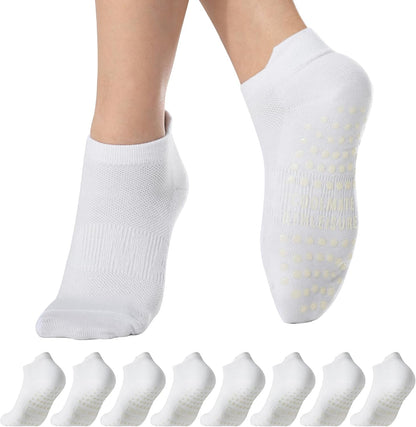COOLMATE Pilates Socks with Grips for Women, Yoga Socks, Crew Non Slip Women for Barre, Pilates Gifts for Women - Colors B