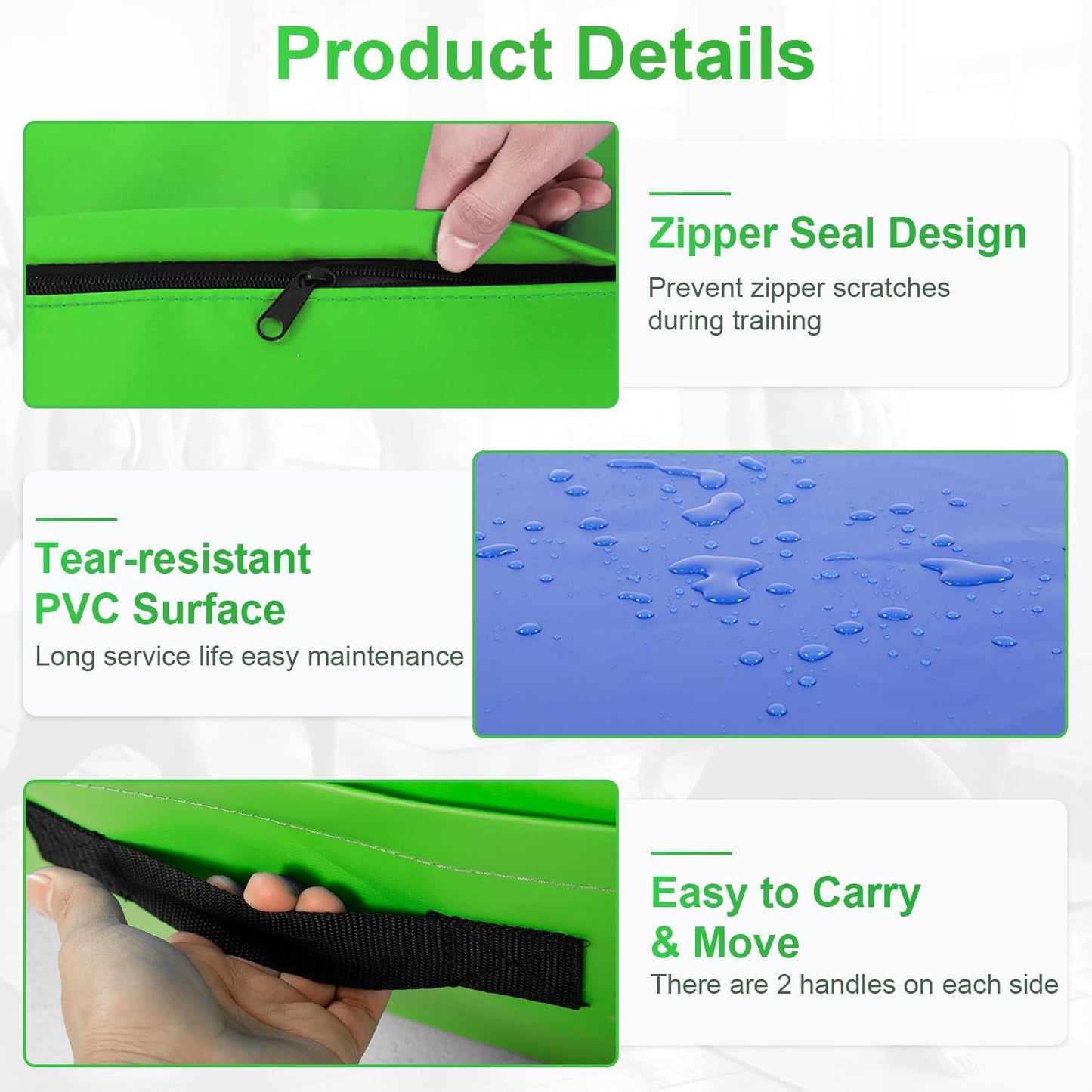 BestMassage Gymnastics Mat Incline Mat Tumbling Mat Folding Gymnastic Tumbling Mat Indoor/Outdoor Exercise Mat Home Gym Yoga Mat with Handle