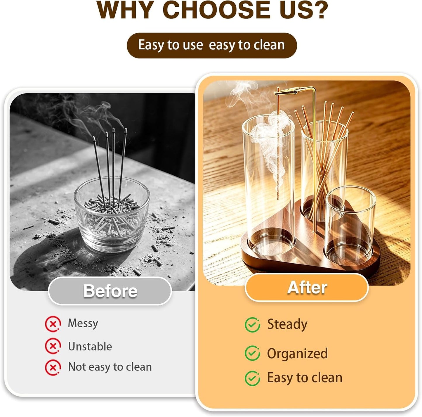2 Pack Incense Holder, Incense Burner, Insence-Stick Holder Mess-Free Incense Burner Holder, Ideal for Meditation, Yoga, Relaxation, and Home Decor - Anti-Ash Flying