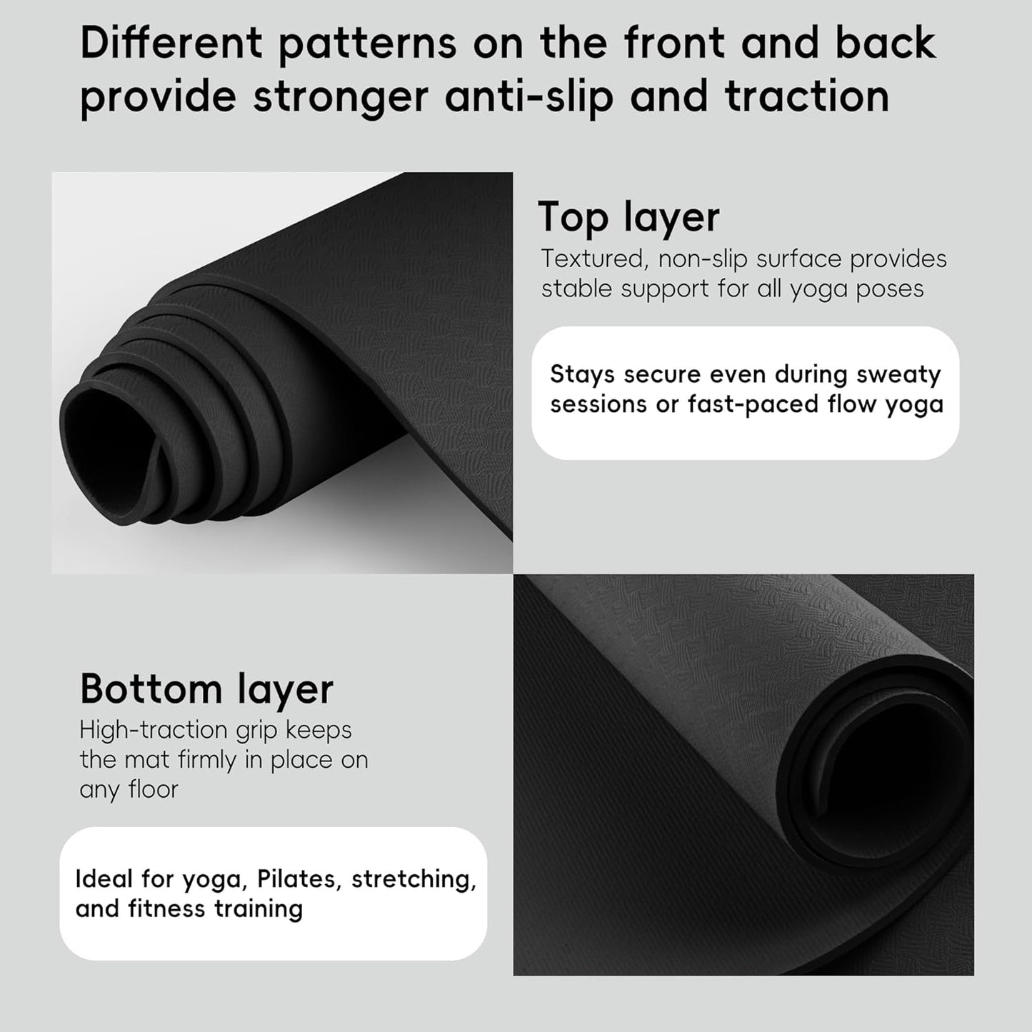Extra Wide Yoga Mat 72" x 32", 6mm Non Slip TPE Exercise Mat with Carrying Strap, Large Workout Mat for Yoga, Pilates, Stretching, HIIT & Home Gym