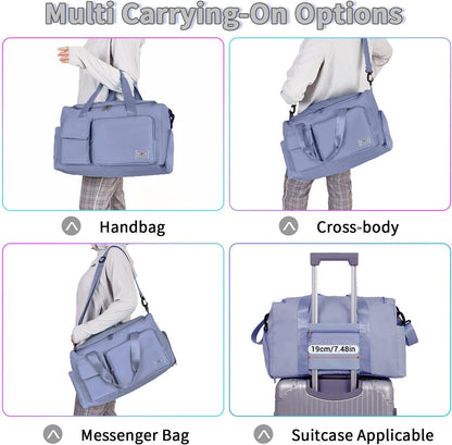 FIORETTO Women's Gym Duffle Bag with Shoes Compartment, 30L Capacity, Ideal for Travel, Gym, Sports, Duffel, Weekender