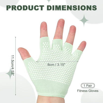 Yoga Gloves, Non Slip Fingerless Pilates Gloves Breathable Exercise Workout Mittens