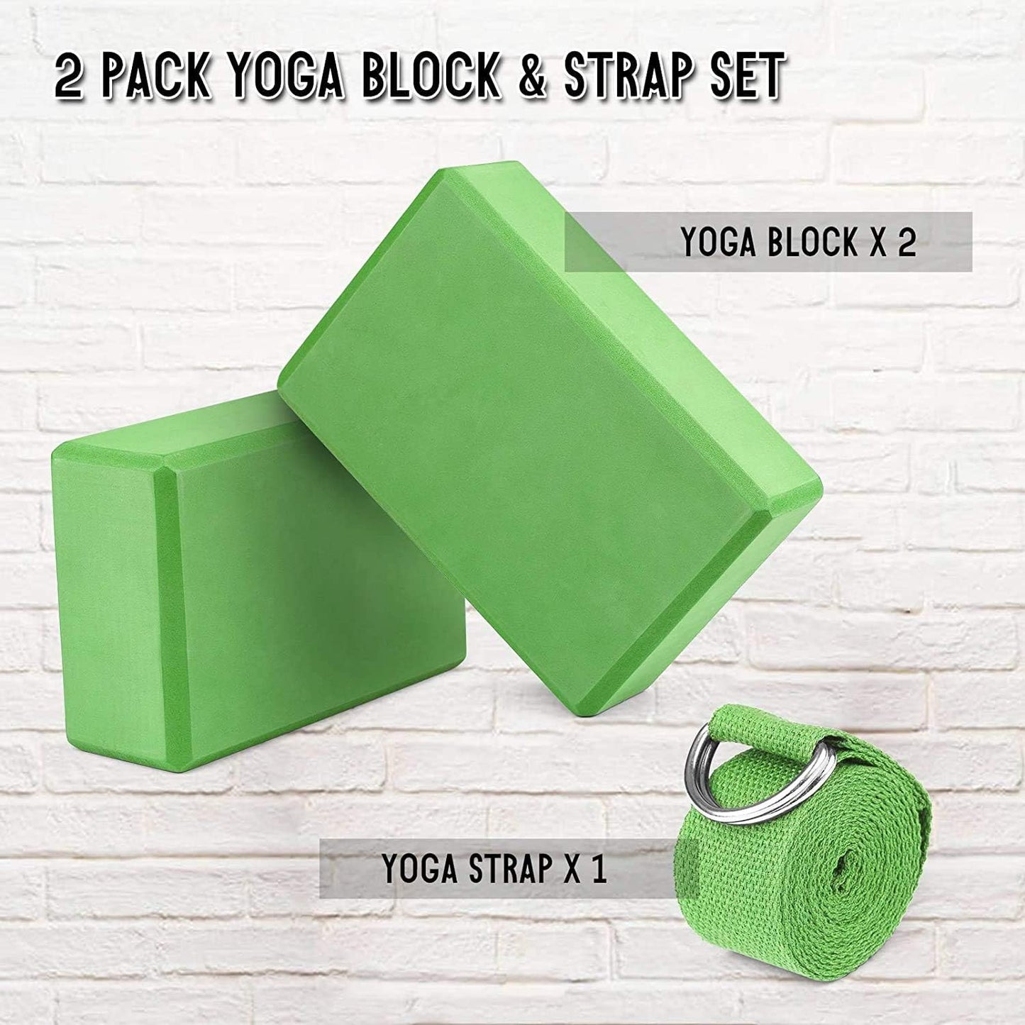 Yoga Blocks Yoga Strap Set EVA Yoga Blocks with Strap for Yoga Pilates Meditation