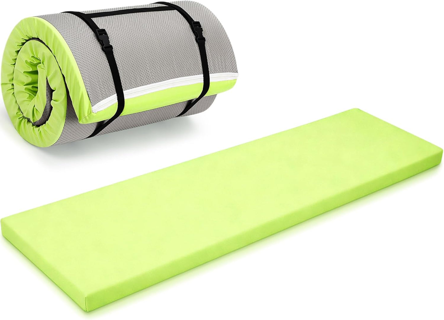 Lyrow 2 Inch 72"x24" Thick Foldable Yoga Mat with Carry Strap, Non-slip Portable Foam Gym Mat for Yoga, Pilates and Stretching