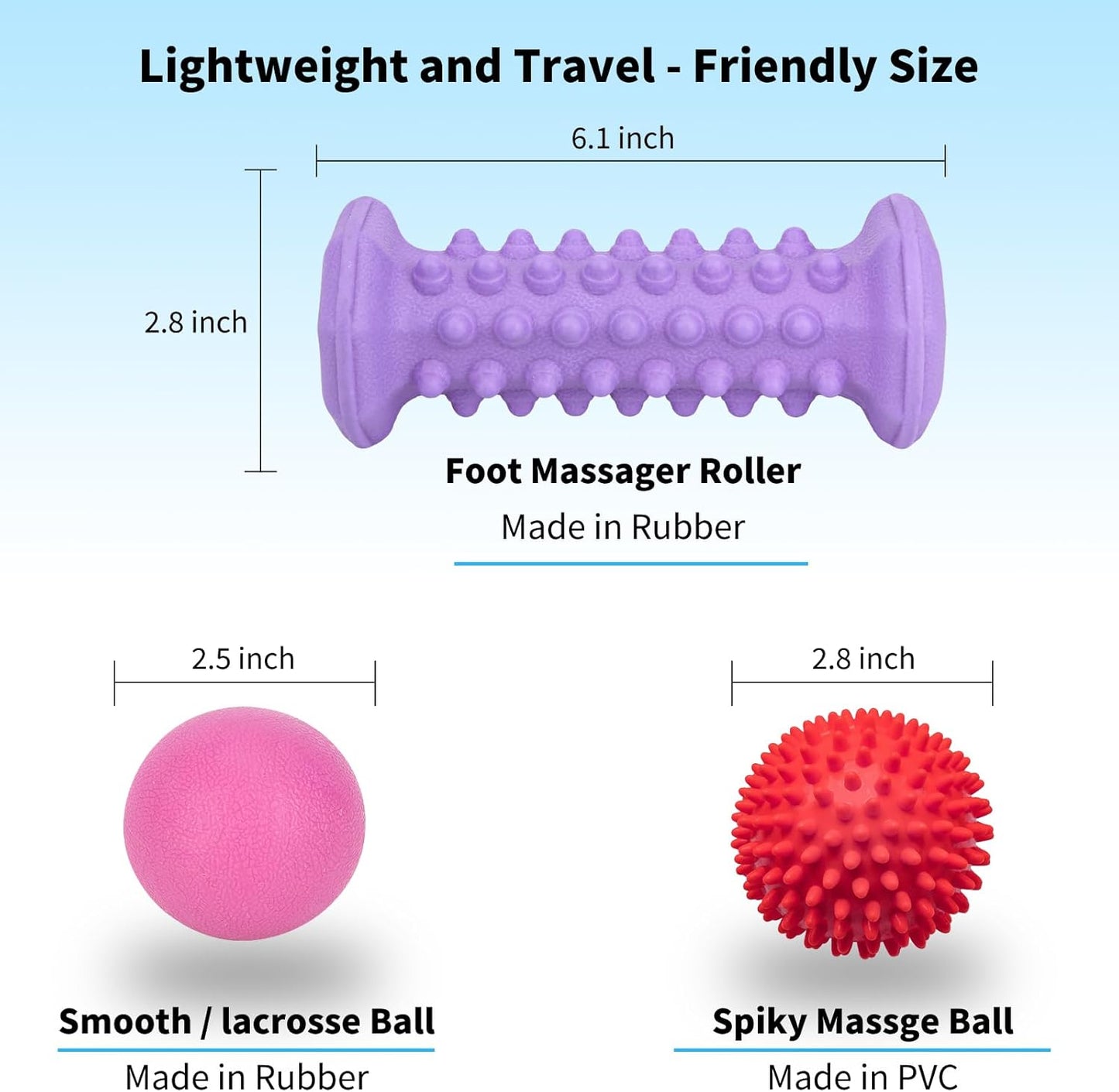 Plantar Fasciitis Relief,Foot Roller Massager,Massage Lacrosse Ball,Spiky Ball Therapy Set for Relieve Plantar Fasciitis,Foot Arch and Heel Pain,Neuropathy Pain Relief Feet,Deep Tissue Muscle Massage