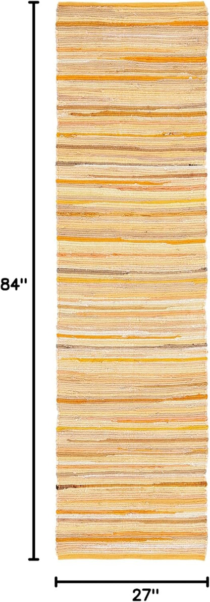 SAFAVIEH Area Rug 3x5 - Rag Rug Collection - Blue & Multi, Handmade Cotton, Boho Stripe Pattern, Ideal for Entryway, Living Room, Bedroom, Dining Space (RAR130B)