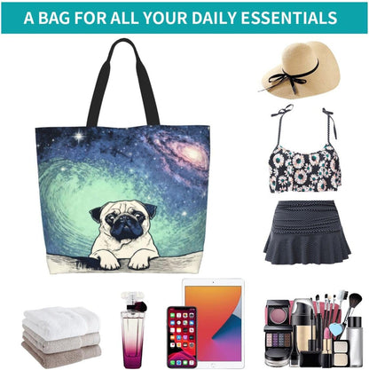 Tote Shoulder Bag Large Durable Reusable Eco-friendly Handbag Lightweight Stylish for Daily Use-19.7x15.7x5.9 Inch - Colors A