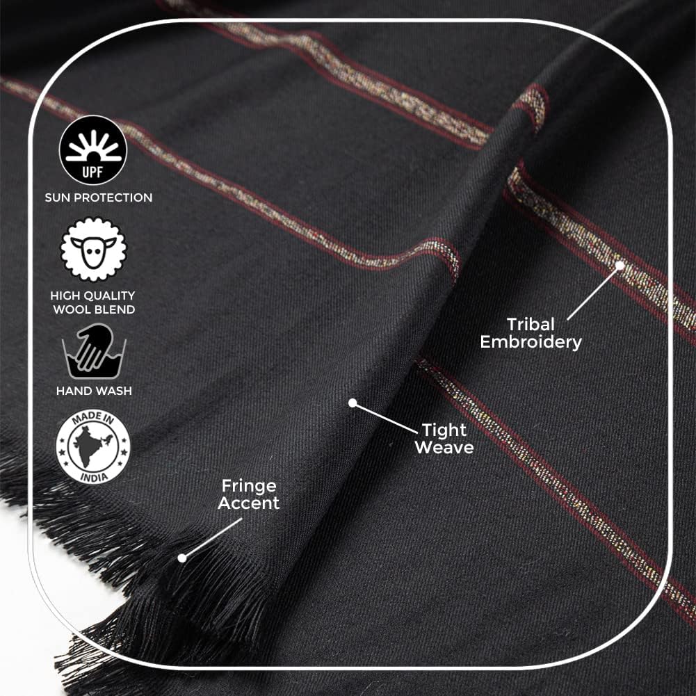 Versatile Premium Wool Blend Meditation Shawl - Large Unisex Prayer Wrap, Oversized Scarf & Yoga Blanket