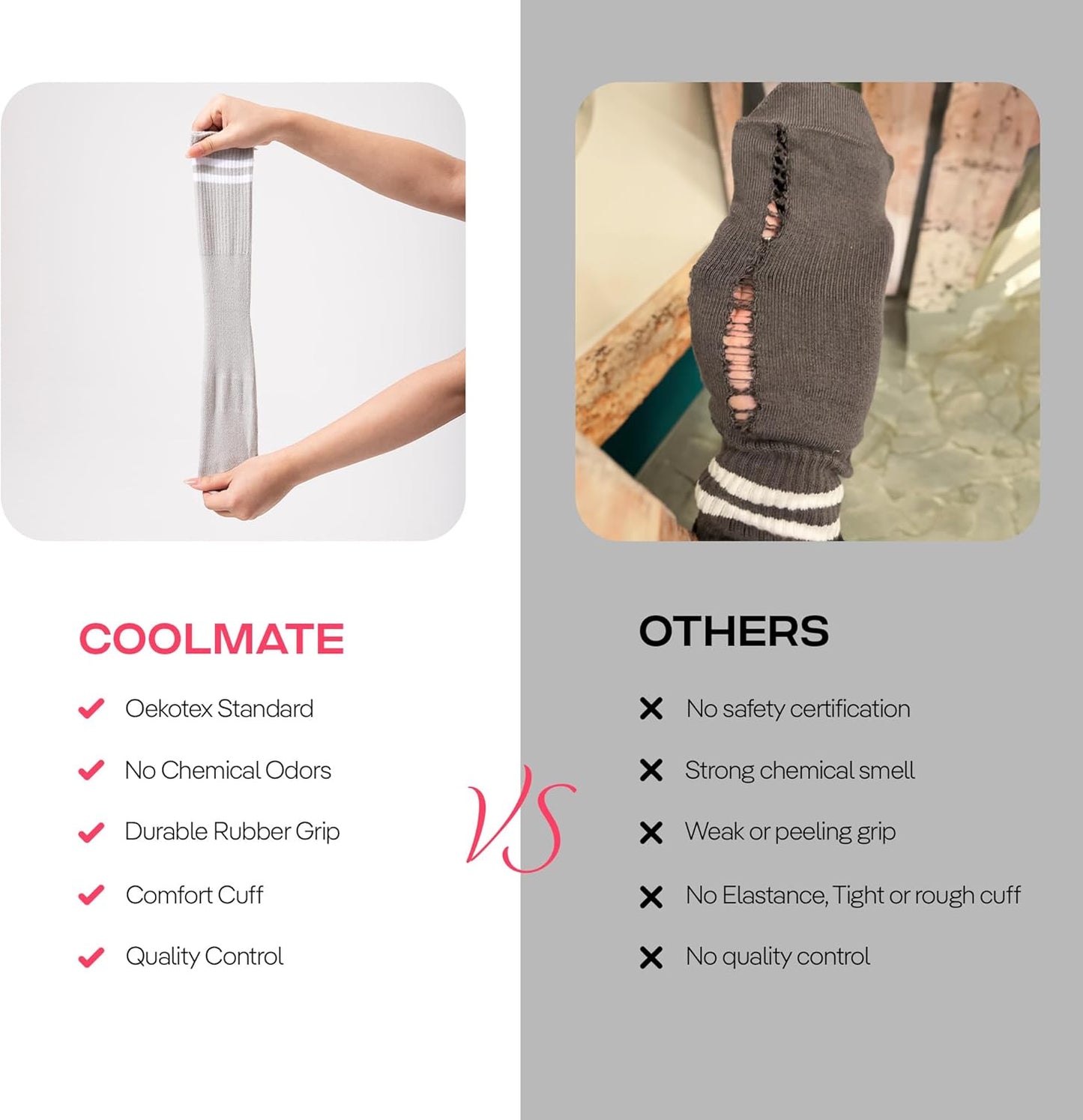 COOLMATE Pilates Socks with Grips for Women, Yoga Socks, Crew Non Slip Women for Barre, Pilates Gifts for Women - Colors B
