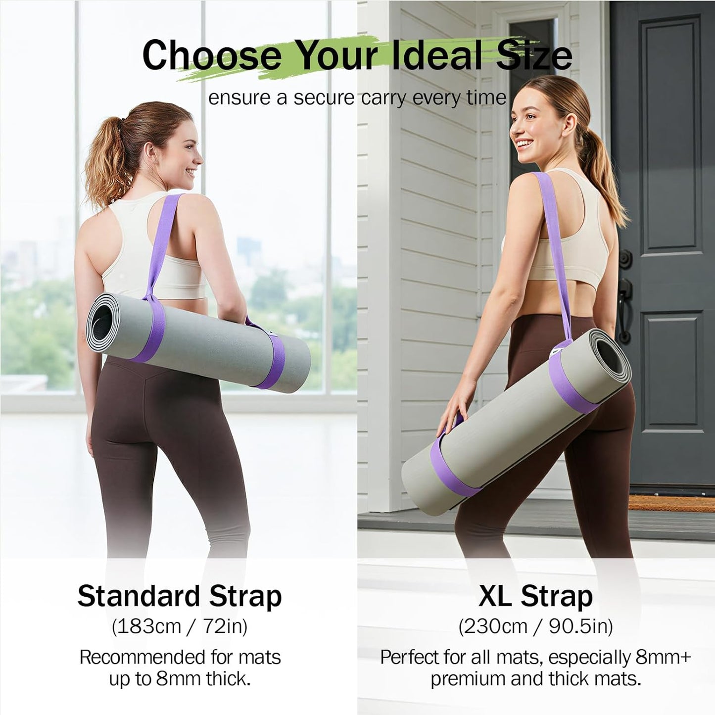 Slim Panda 2-Pack Yoga Mat Straps, Adjustable Yoga Mat Straps, Yoga Mat Storage Straps (Yoga mat not included)