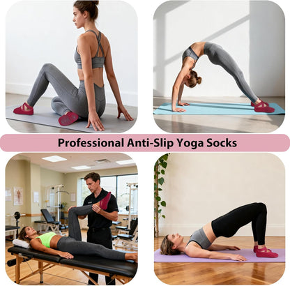 4-Pack Professional Yoga Socks for Women - Pilates Grip Socks for Barre, Dance, Plasticity, Home, Studio - Fits US 5-10