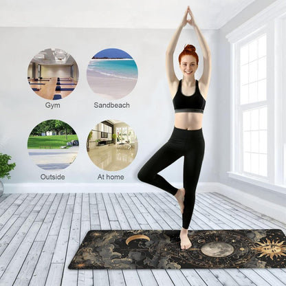 Cute Chubby Frog Yoga Mat, 71 x 26 Inch Non-slip Yoga Mats Folding Travel Exercise Mat Indoor Outdoor Gym Pilates with Storage Bag for Women Men