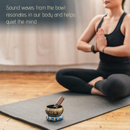 Tibetan Singing Bowl Set 4" – Handcrafted in Nepal with Storage Case – Meditation Sound Bowl for Sound Healing, Sound Bath, Reiki, Yoga, Mindfulness & Meditation Accessories