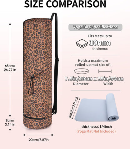 sportsnew Yoga Mat Bag, Full Zip Cargo Yoga Mat Carrier Bag with Drawstring Water Bottle Pocket and Bottom Wet Pocket, Exercise Yoga Mat Carrier Holder Multi-Functional Storage Bag Patent Pending