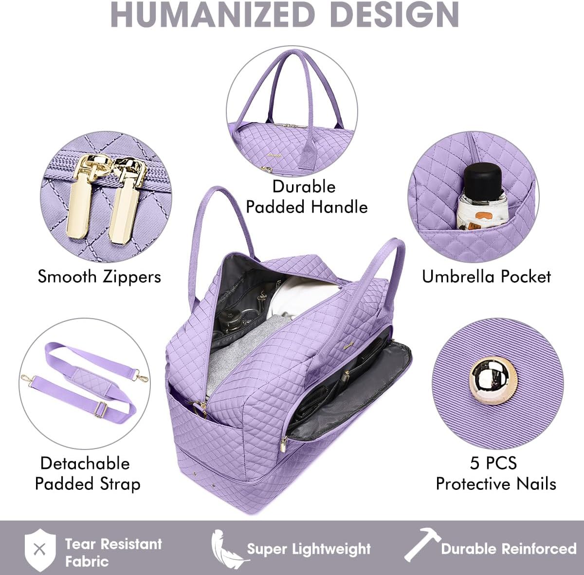 LUOCIP Large Women Travel Duffle Bag, Carry on Bag with Wet Toiletry Pocket for Overnight, Weekend, Yoga, Gym, Business Trips, Sport and Hospital, Black - Colors A