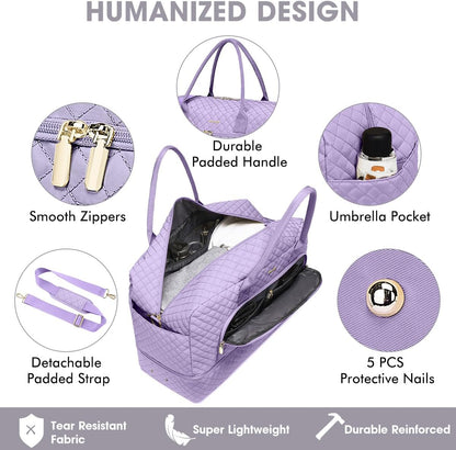 LUOCIP Large Women Travel Duffle Bag, Carry on Bag with Wet Toiletry Pocket for Overnight, Weekend, Yoga, Gym, Business Trips, Sport and Hospital, Black - Colors A