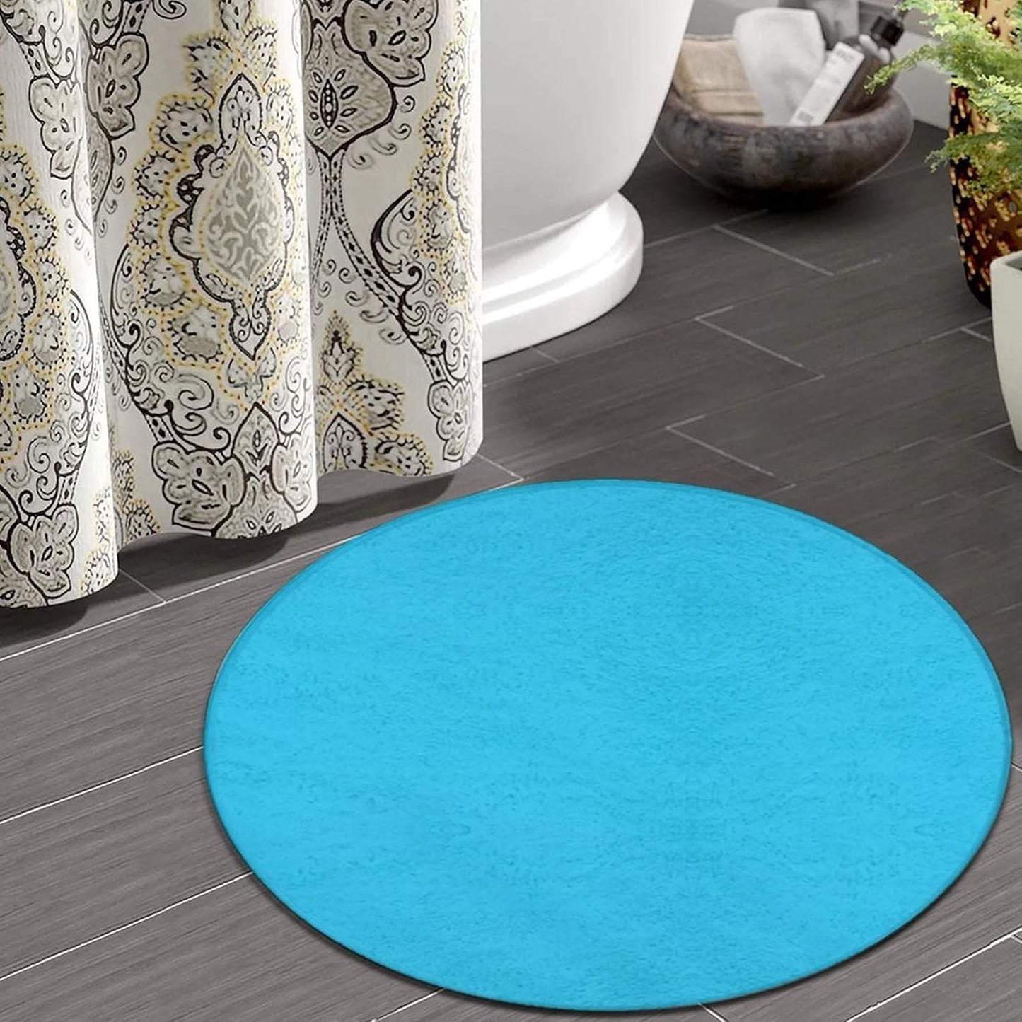 Women's Large Home Decor Mat, Soft Round Yoga Carpet, Non Slip Machine Washable Home Office Circle Rug Purple