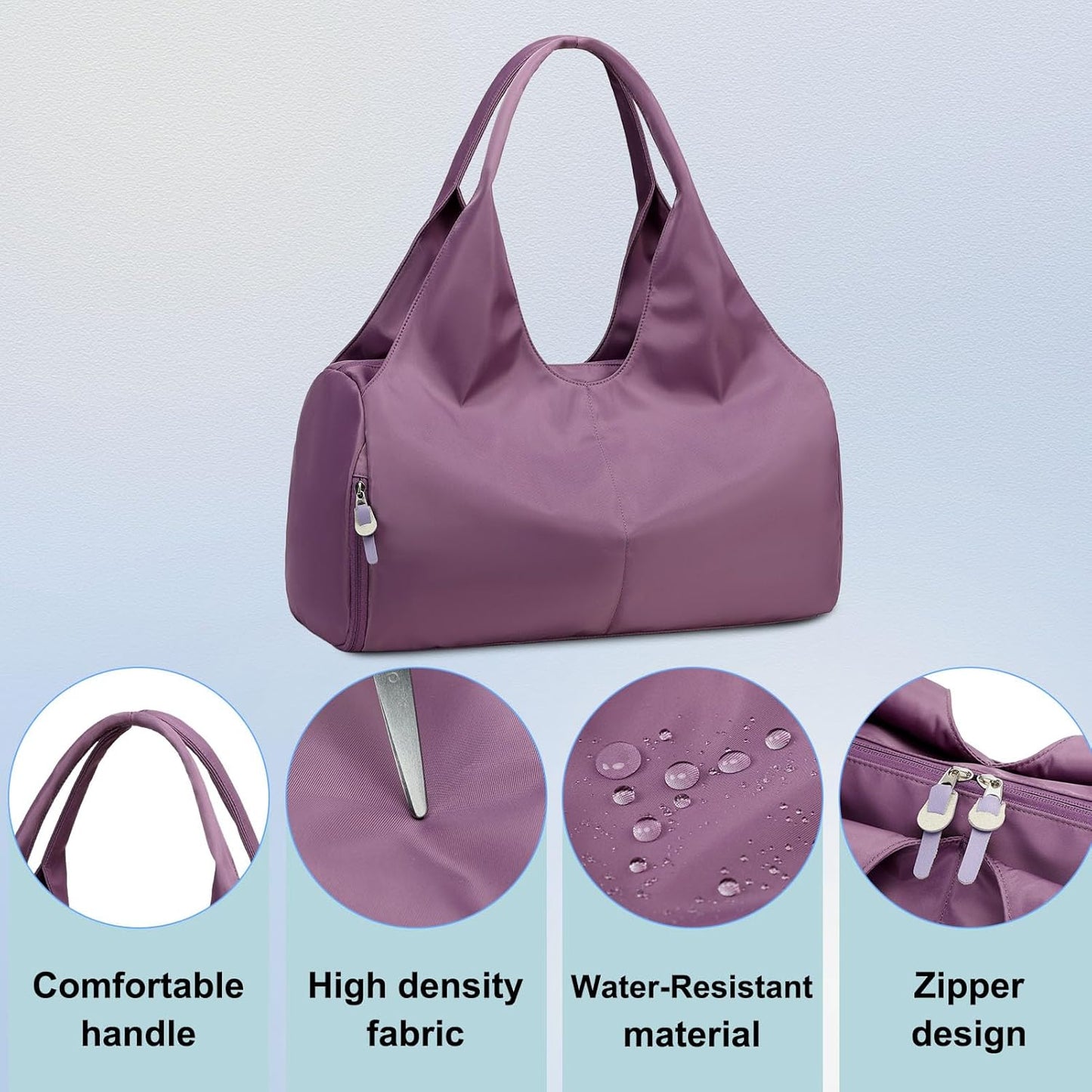 forestfish Yoga Gym Bag for Women with Shoes Compartment & Wet Dry Storage Pockets Lightweight Duffel Bag, Beige