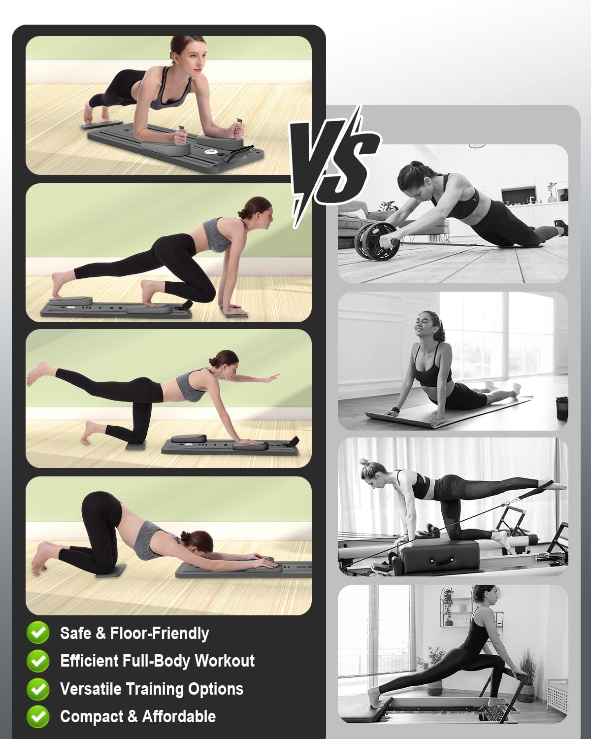 Pilates Board - Multi-Functional Pilates Reformer for Core & Abdominal Training, Top-Tier Pilates Equipment for Women’s Home Fitness