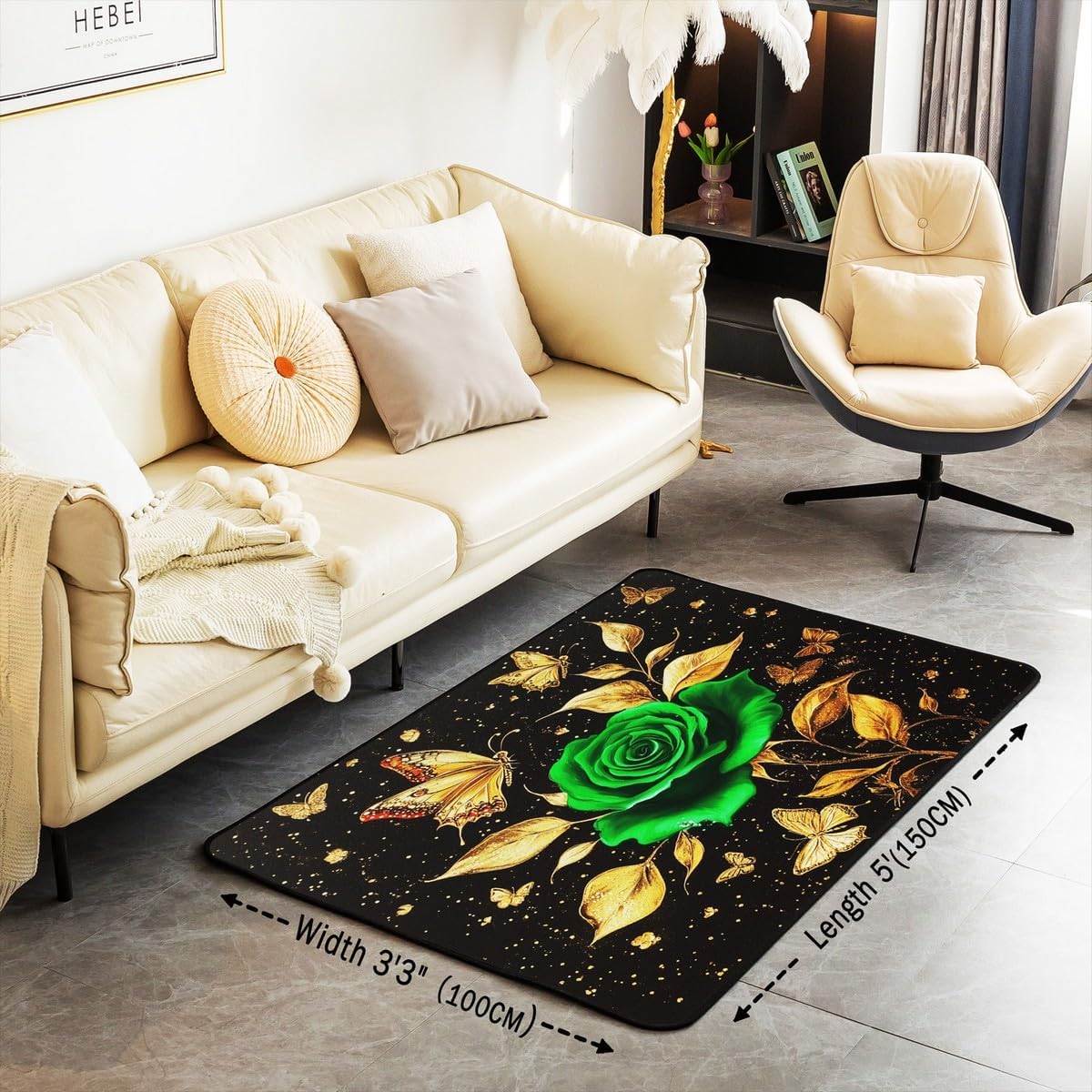 Feelyou Floral Rose Indoor Floor Mat Set,Romantic Blue Rose Rugs for Living Room Bedroom Area Rug 3x5,Boys Girls,Botanical Flower Rose Accent Rug Doormats Floor Mat for All Season