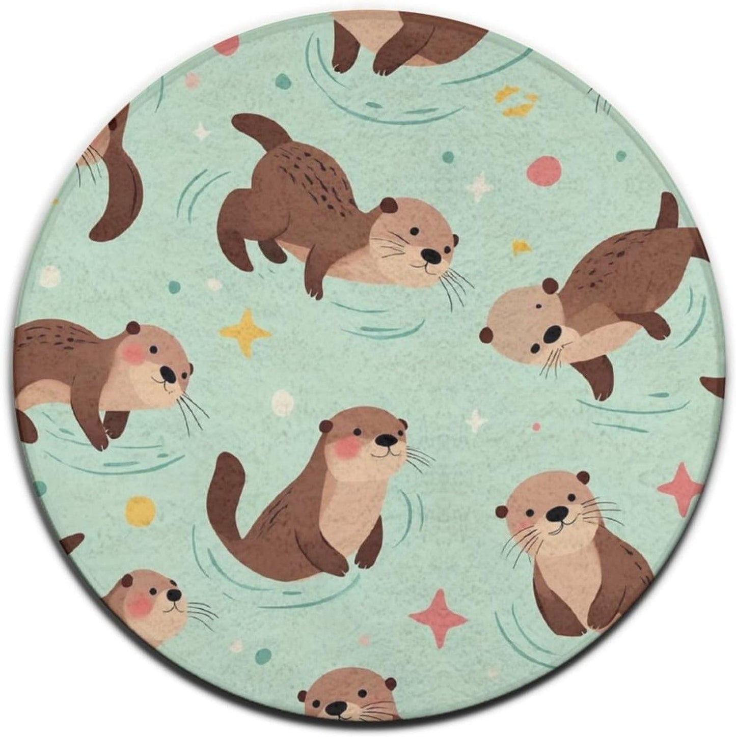 Soft Round Yoga Carpet, Office Chair Decor Round Mat for Carpet and Hardwood Floors Purple Butterfly