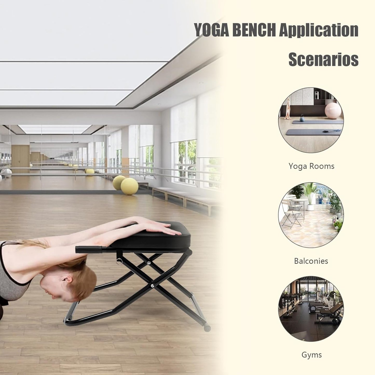 Foldable Yoga Headstand Bench, 330.7 LBS Capacity Multi-Functional Yoga Inversion Chair Feet Up Trainer Headstand Stool for Home Workout&Fitness&Gym
